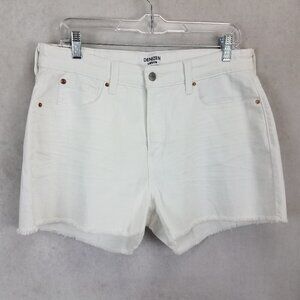 NEW Denizen from Levi's 14 W32 High Rise Cut Off White Denim Jean Shorts Fringed